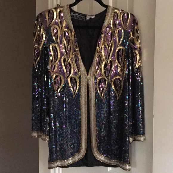 Jackets & Blazers - Sequin and silk cocktail vintage jacket